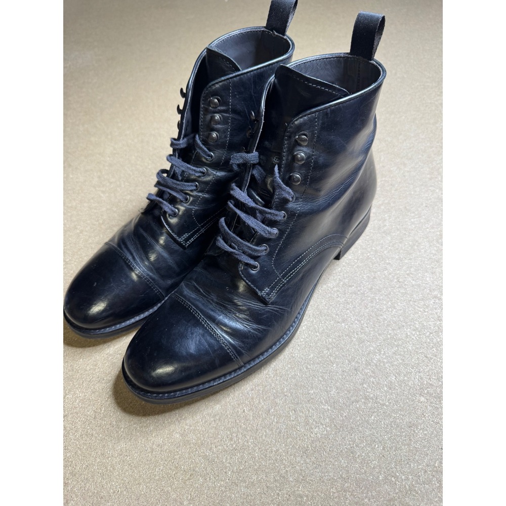 To Boot New York Adam Derrick Black Leather Cap Toe Lace Up Combat Boots Mens 7